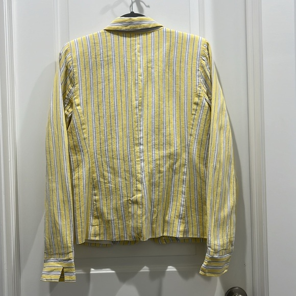 Draper James RSVP Yellow Striped Linen Blend Blazer Sz M - Picture 6 of 7